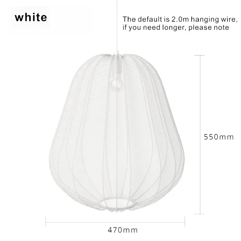 Afralia™ Wabi Sabi Lantern Pendant Lamp Fabric Hanging Light Living Room Chandelier