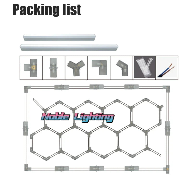 Afralia™ Aluminum Housing Hexagon LED Light Bar Detailing Light 5X12M Honeycomb Ceiling Lamp