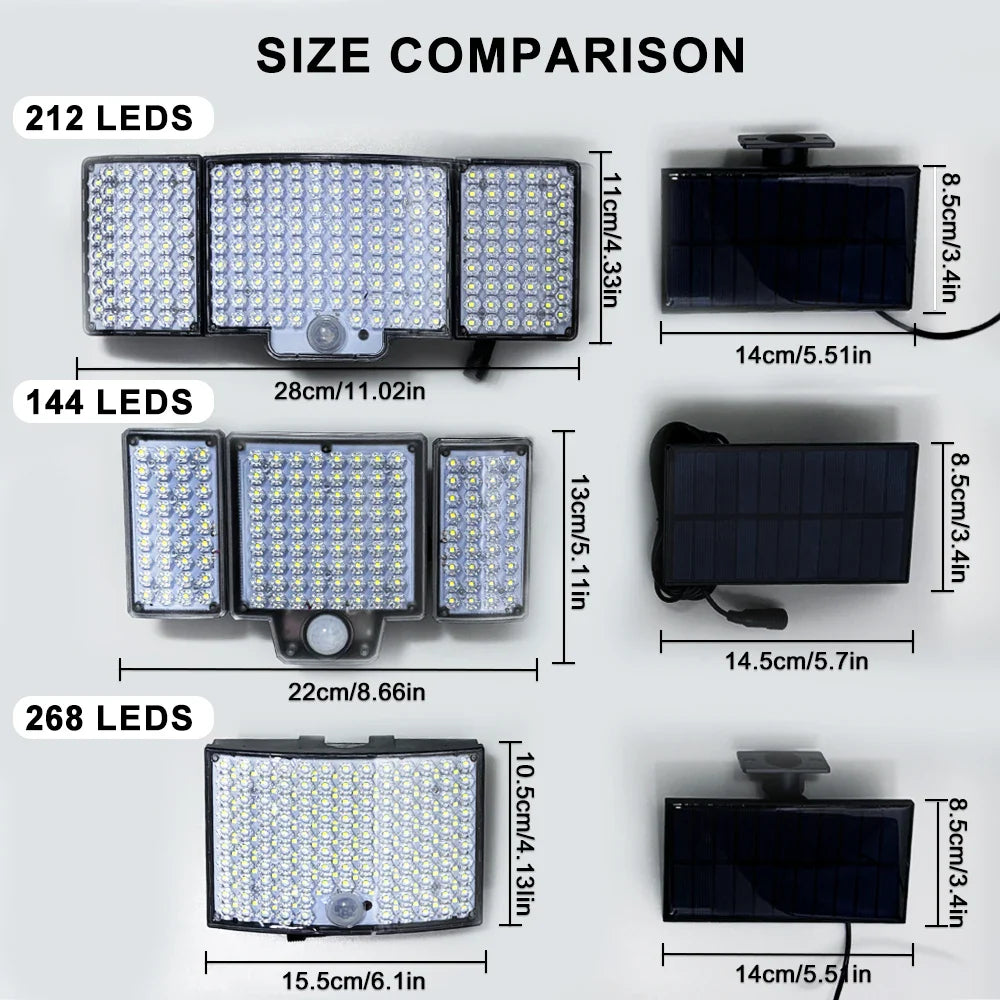 Afralia™ Solar Outdoor Security Lights 212LEDs Motion Sensor Remote Wall Lamp