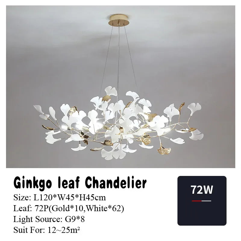Afralia™ Ginkgo Leaf Pendant Chandelier for Nordic Romantic Living Room Decor