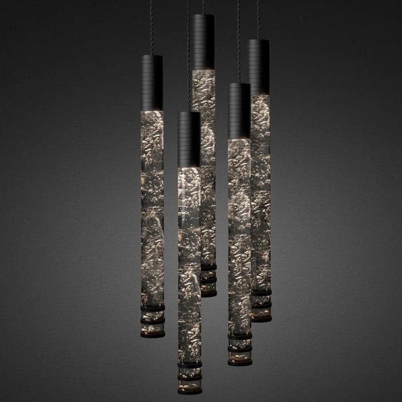 Afralia™ Crystal Pendant Lamps: Elegant Cylindrical Island & Bedside Lighting