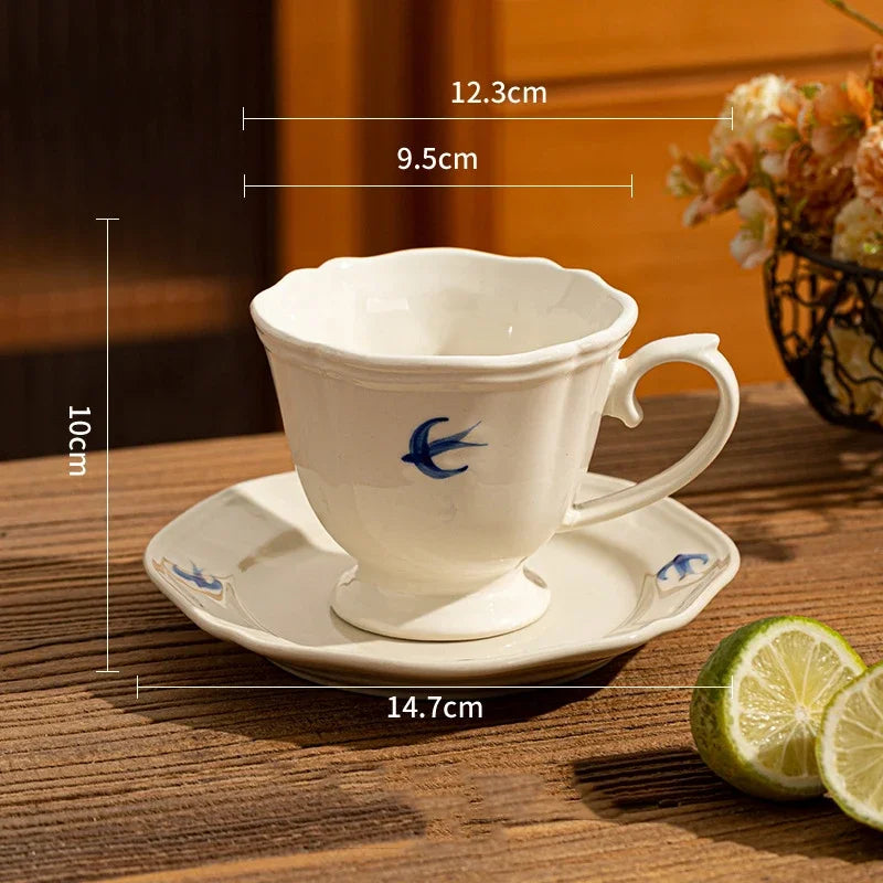 Afralia™ Swallow Porcelain Cup & Saucer Set