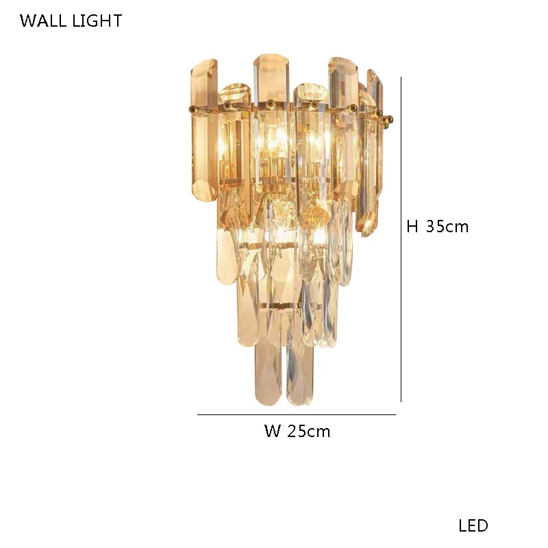 Afralia™ European Crystal Luxury Chandelier Gold Room Decor Hanglamp