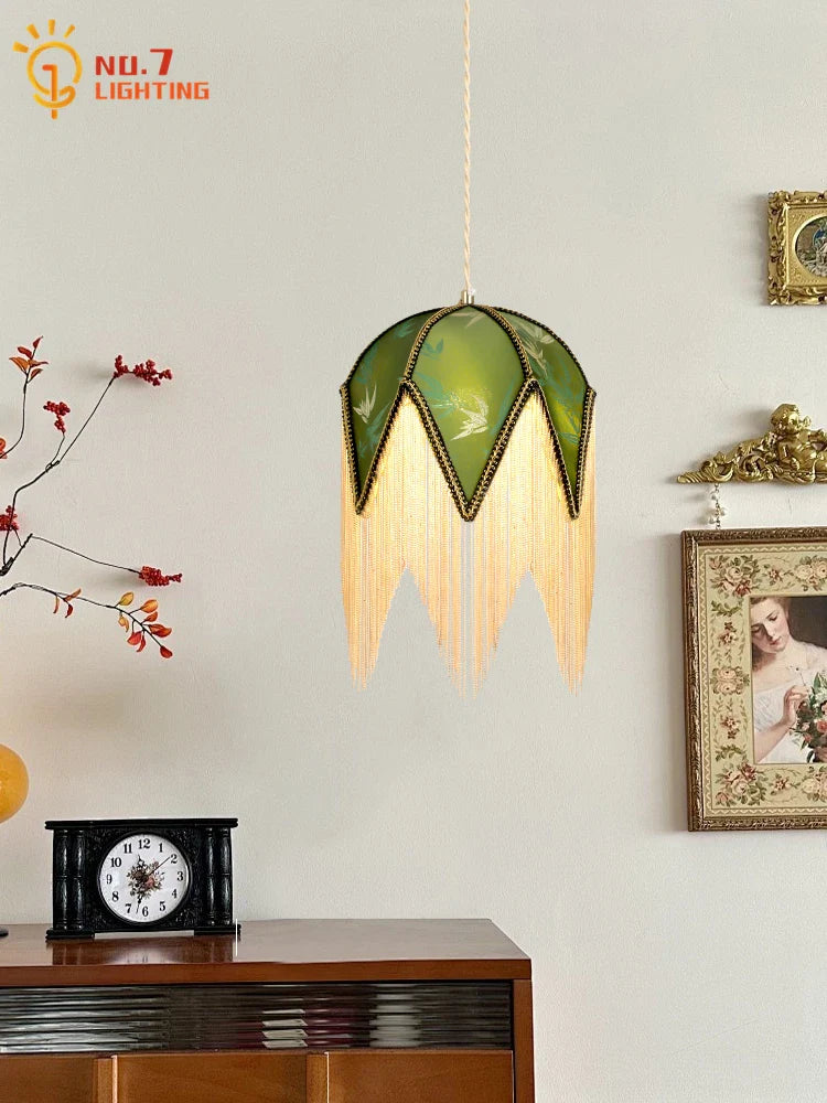 Afralia™ Copper Tassel Pendant Lights LED E27 Retro Luxury Hanging Lamp for Home Decor