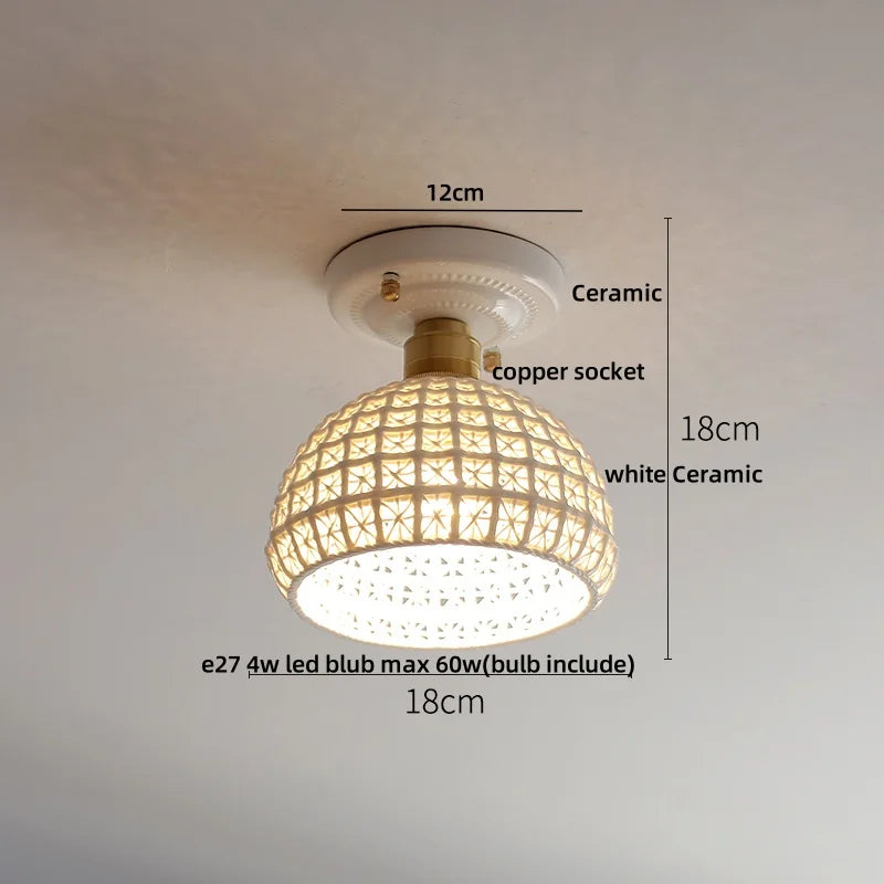 Afralia™ White Ceramic LED Ceiling Light Fixture Nordic Modern Home Decor Lighting Plafond Lamp