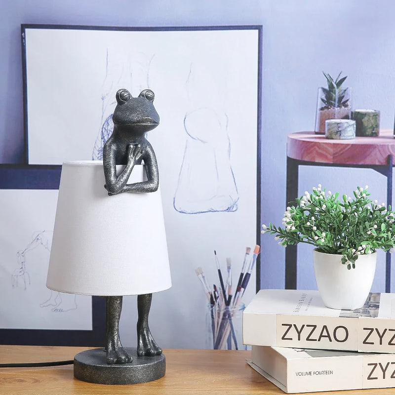 Afralia™ Frog Resin Desk Lamp: Retro Design LED Bedroom Lighting Fixture