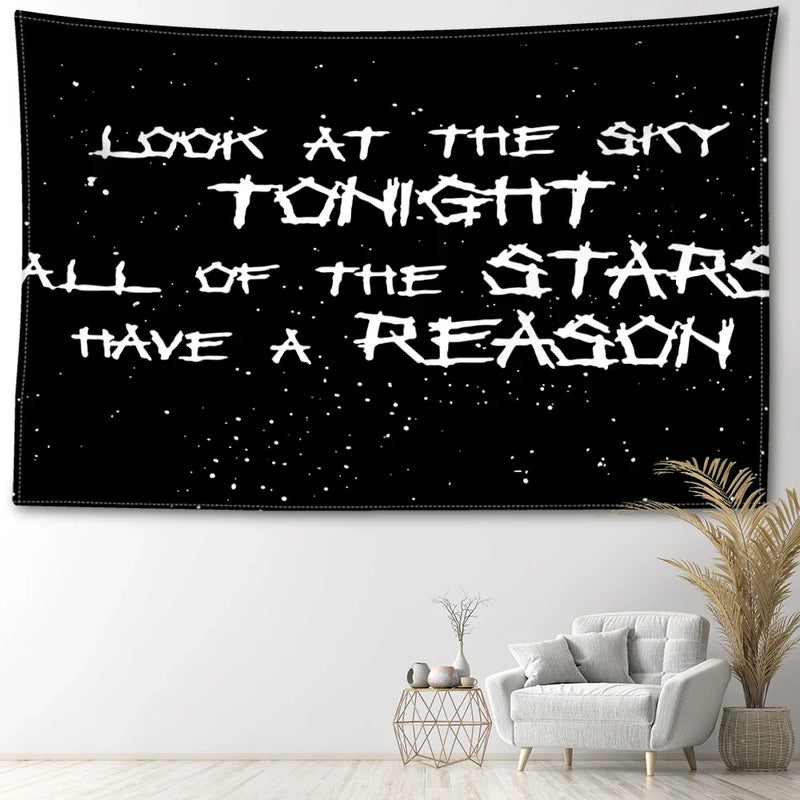 Afralia™ Black Sky Art Tapestry: Lil Peep Aesthetic Dorm Decor for Mysterious Vibes