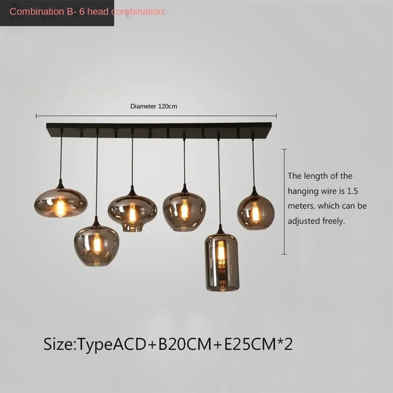Afralia™ LED Glass Pendant Chandelier for Kitchen Dining Bar Décor