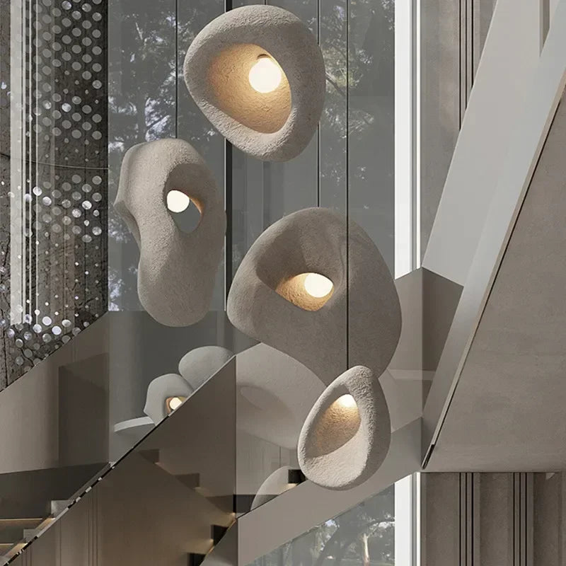 Afralia™ Wabi-sabi Resin Pendant Chandelier | Nordic Villa Stair Decor Droplight