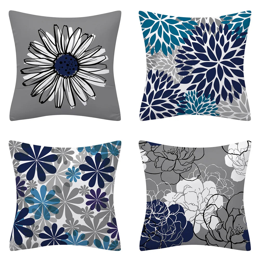 Afralia™ Modern Daisy Grey Pillow Covers for Couch, Living Room, Bed - Set of 2