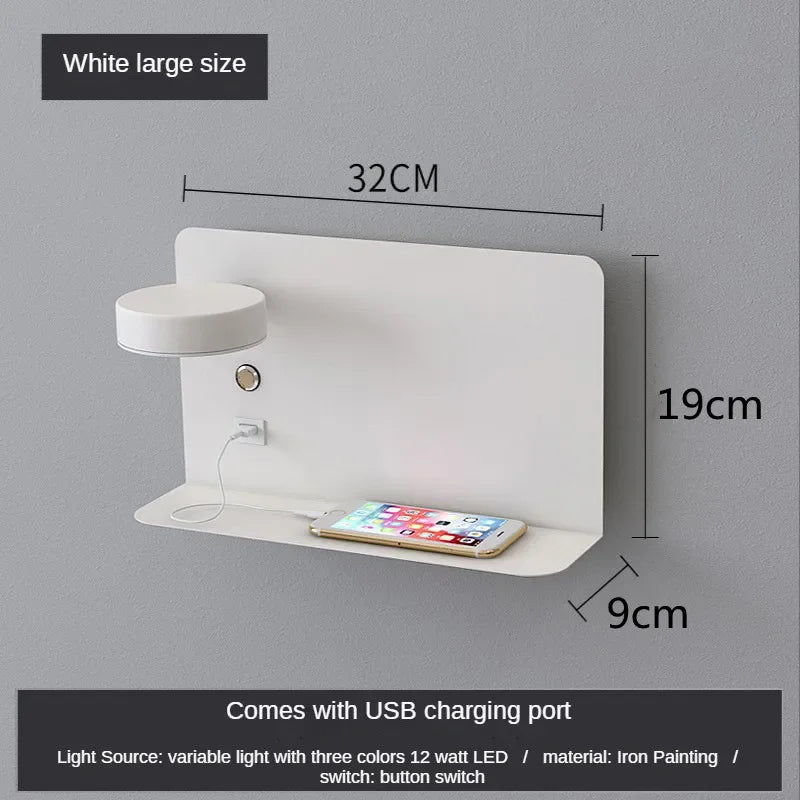 Afralia™ LED Shelf Wall Lamp with USB Charging Port & Switch