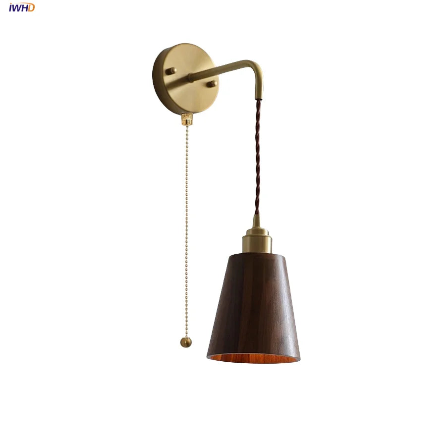 Afralia™ LED Copper Wall Light with Adjustable Wood Walnut Design