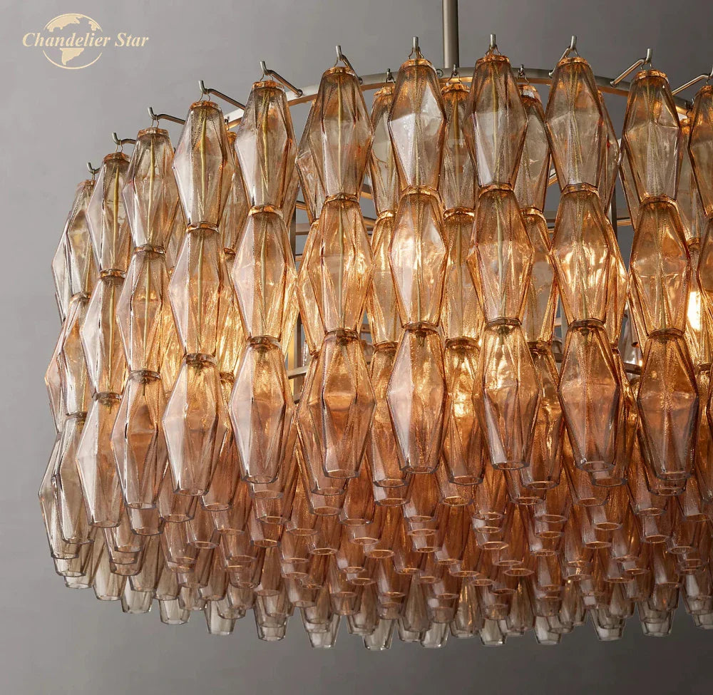 Afralia™ LED Smoke Glass Chandelier Pendant Light for Living Room Decor