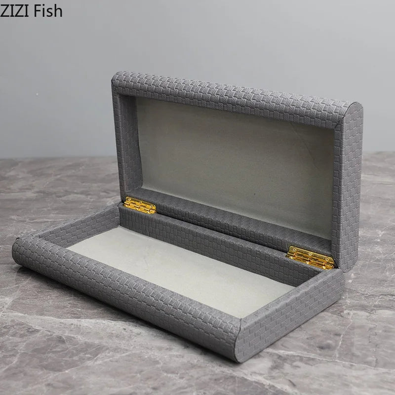 Afralia™ Textured Leather Jewelry Storage Box for Dresser Table Decoration
