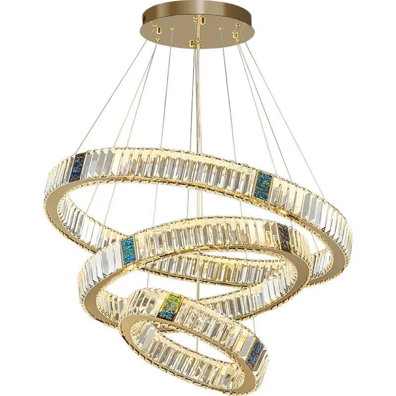 Afralia™ Crystal Round Ceiling Chandelier LED Lighting Fixtures for Kitchen Dining Room & Villa