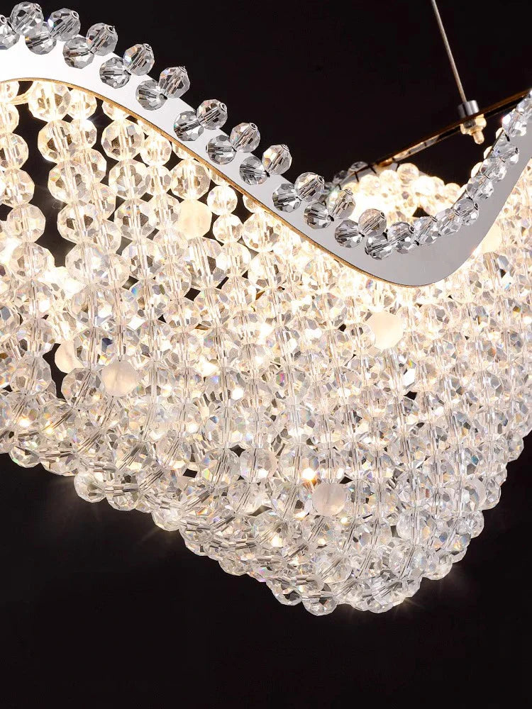 Afralia™ Modern Luxury Crystal Bead Chandelier with LED Lights for Home Decor