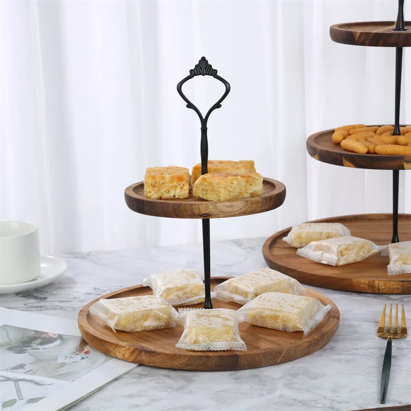 Afralia™ Wooden 2/3-Layer Cake & Fruit Stand: Elegant Dessert Display Rack & Snack Tray