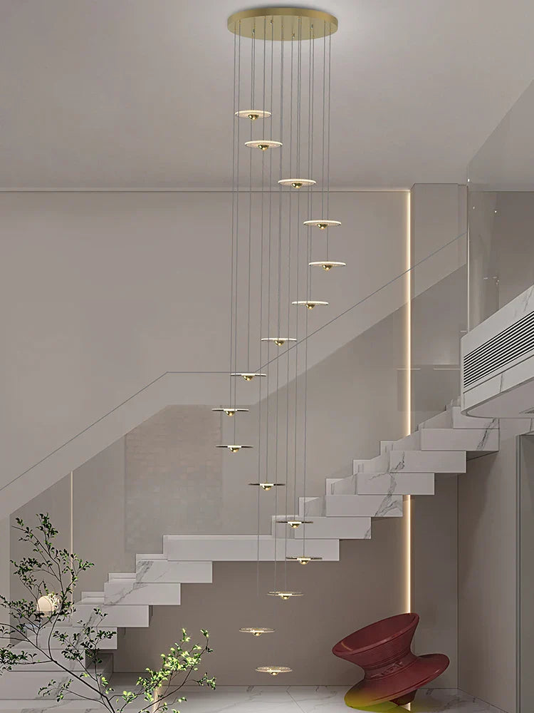 Afralia™ LED Chandelier for Revolving Staircase | Loft Villa Ceiling Hanging Lamp