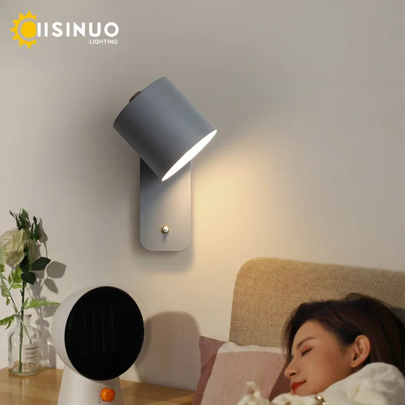 Afralia™ Rotatable Nordic Bedside Wall Lamp with Switch | Adjustable Light for Home Decor & Reading