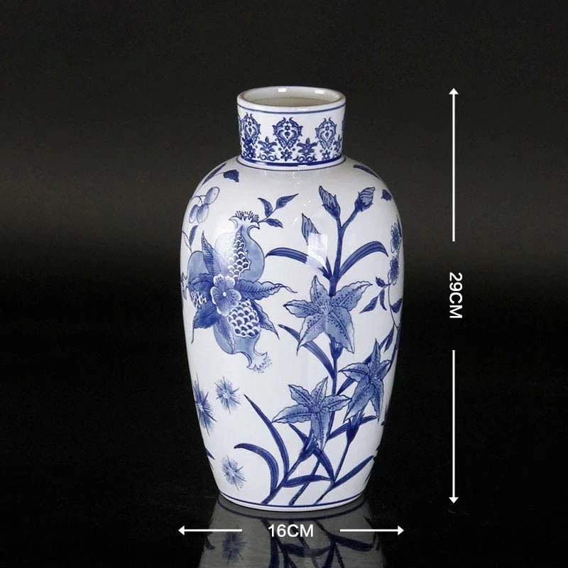 Afralia™ Blue & White Porcelain Ceramic Vase Vintage Ginger Jar Home Decor