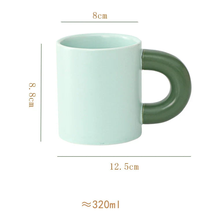 Afralia™ Minimalist Porcelain Mug with Big Handle for Coffee, Tea, Juice, and More