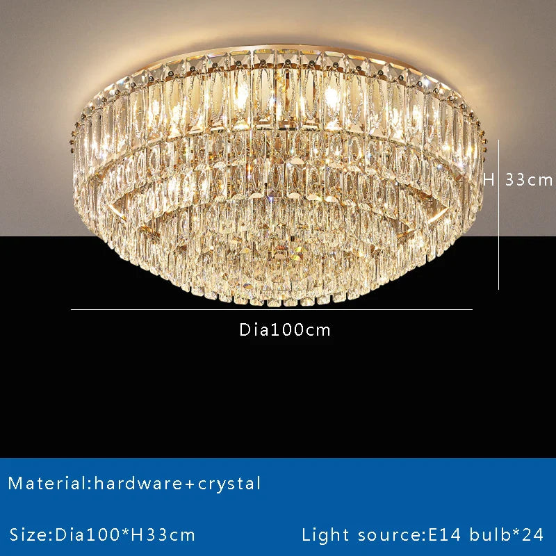 Afralia™ Crystal Round Ceiling Lamp - Nordic Luxury Home Decor Luxe Chandelier