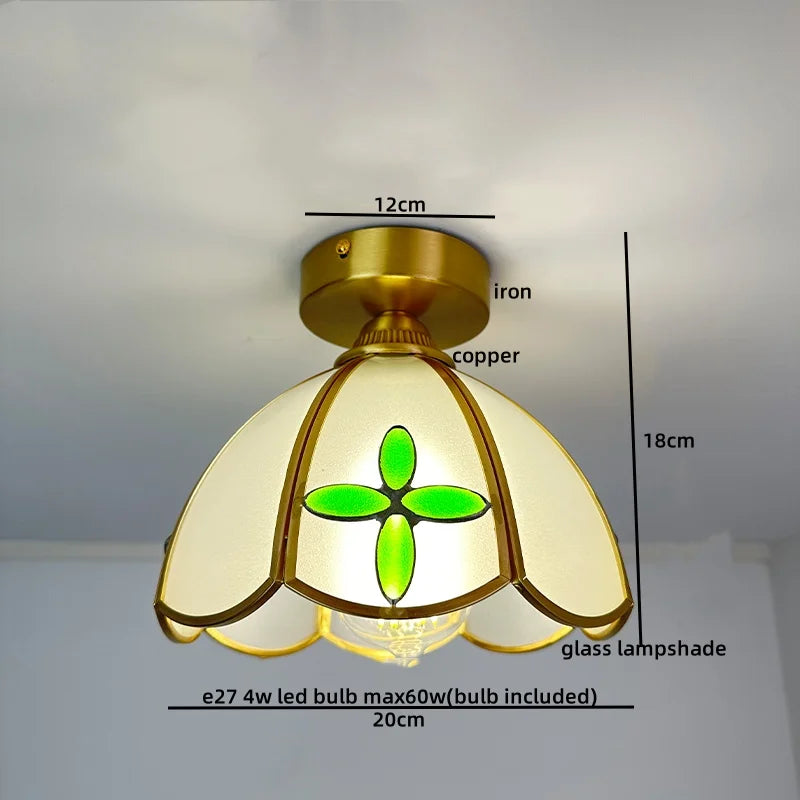 Afralia™ Glass Copper LED Ceiling Light - Nordic Home Lighting Fixture