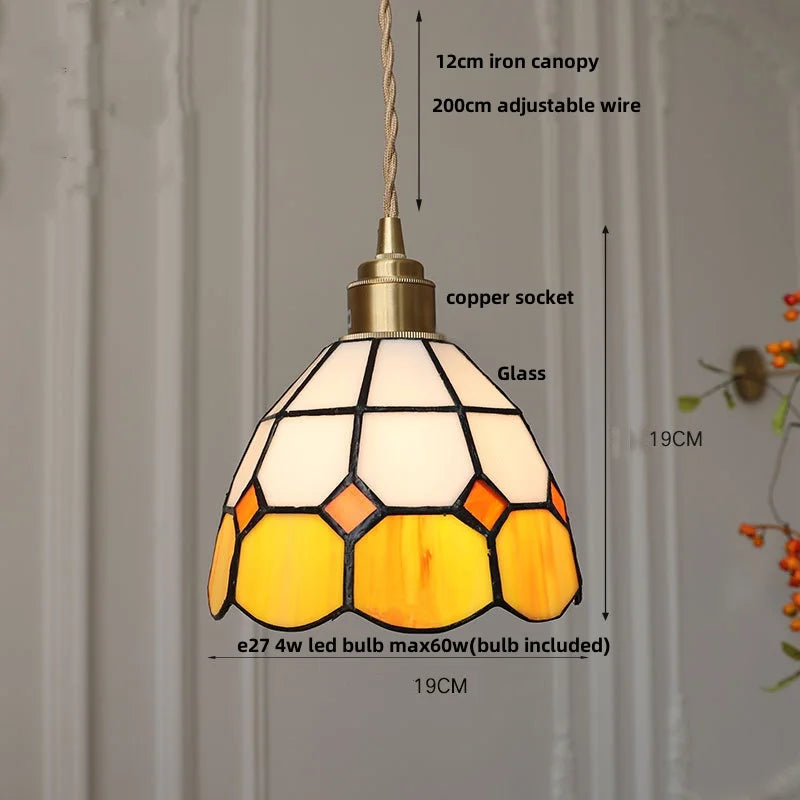 Afralia™ Tiffany Glass LED Pendant Light Fixture for Home Decor and Hotel Dining