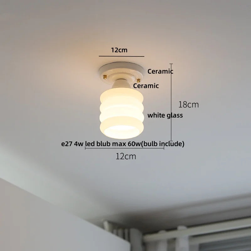 Afralia™ White Ceramic LED Ceiling Light Fixture Nordic Modern Home Decor Lighting Plafond Lamp
