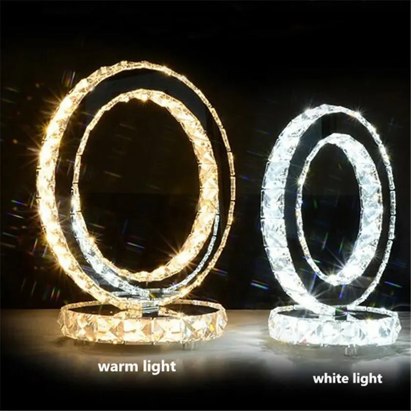 Afralia™ Modern LED Crystal Stainless Steel Desk Lamp for Bedroom and Outdoor Lighting