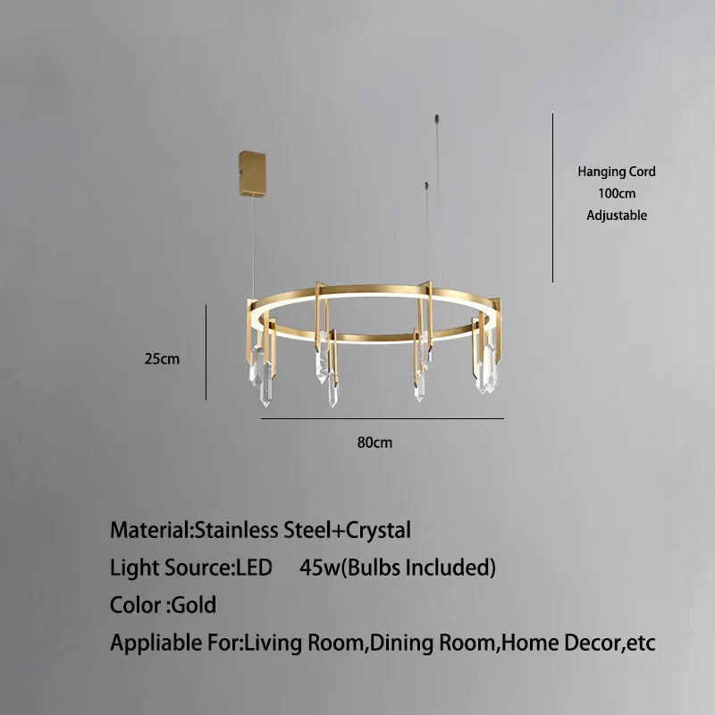 Afralia™ Crystal Pendant Light - Vintage Modern LED Hanging Fixture