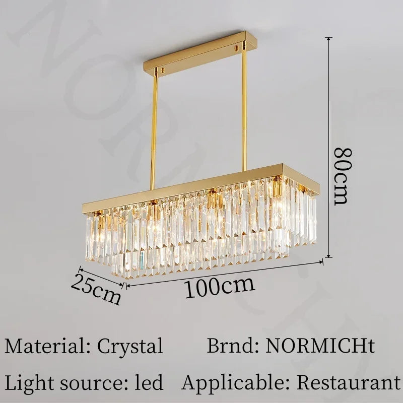Afralia™ Crystal Chandelier: Nordic Minimalist Rectangular Restaurant Lighting