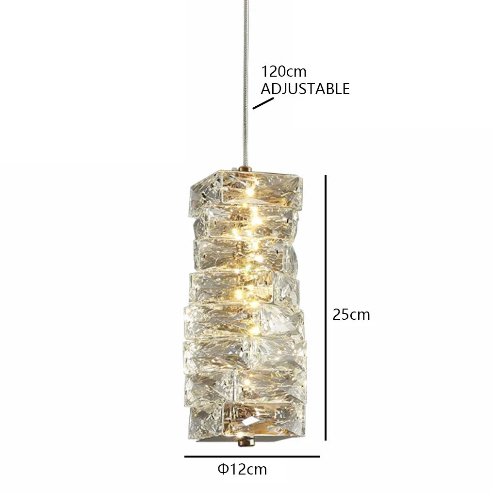 Afralia™ Triangular Crystal Pendant Chandelier - Luxury LED Glass Lighting for Dinning Room