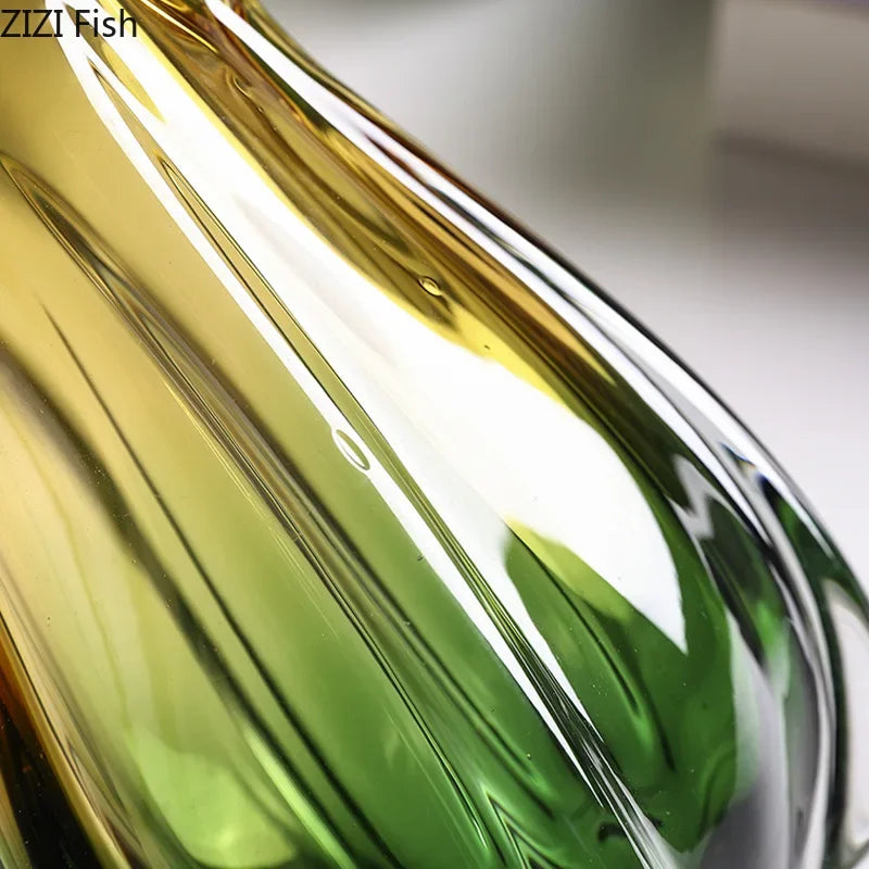 Afralia™ Green Glass Vase Hydroponics Table Decoration for Artificial Flowers