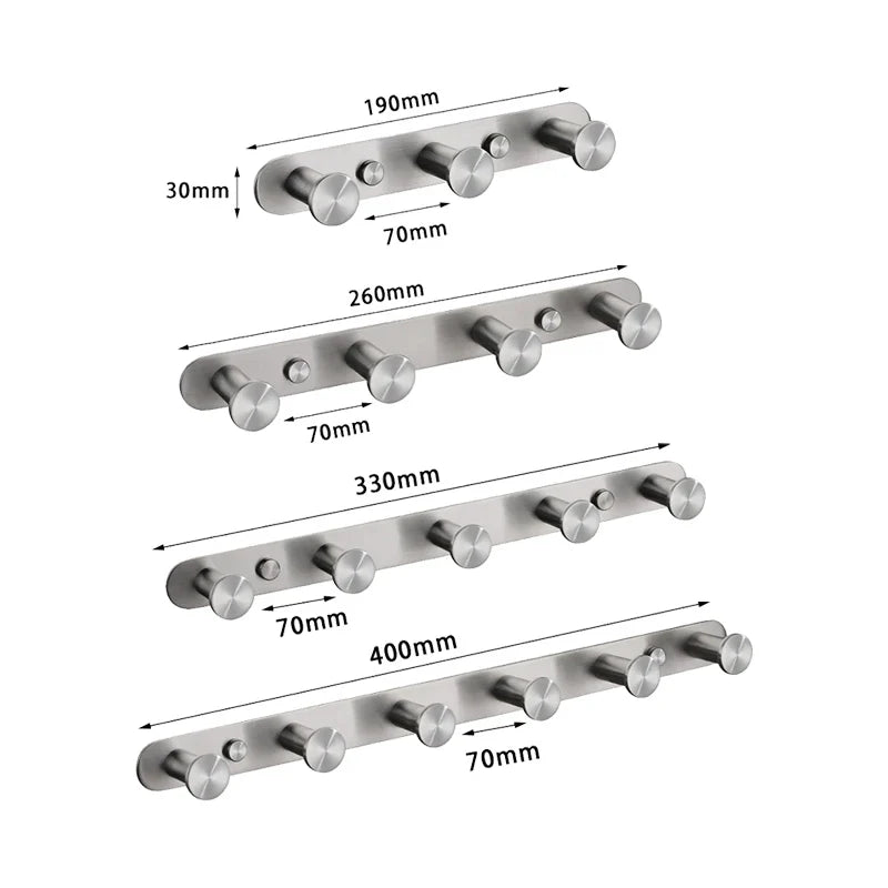 Afralia™ Stainless Steel Wall Mounted Round Clothes Hook with 3-6 Hooks