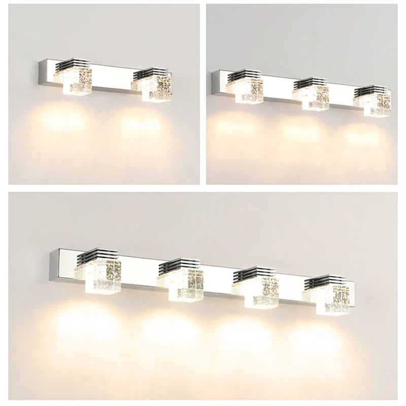 Afralia™ Modern 4-Head Crystal Wall Lamp for Bathroom and Bedroom