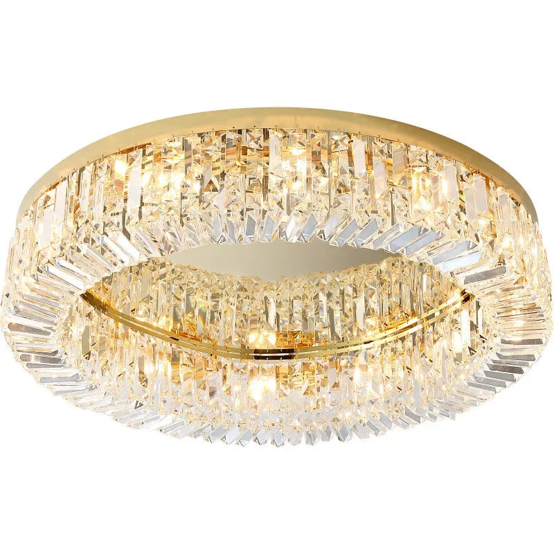 Afralia™ Crystal Gold Ceiling Light for Dining Room, LED Chandeliers Living Room Decoration