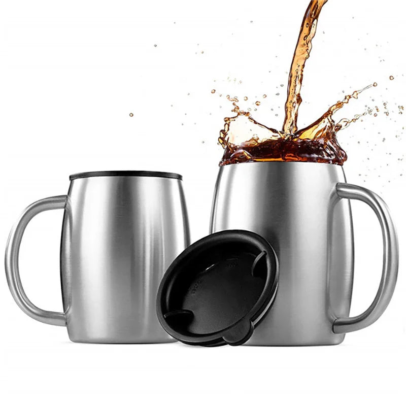 Afralia™ Stainless Steel Coffee Beer Cup with Handle for Home & Office