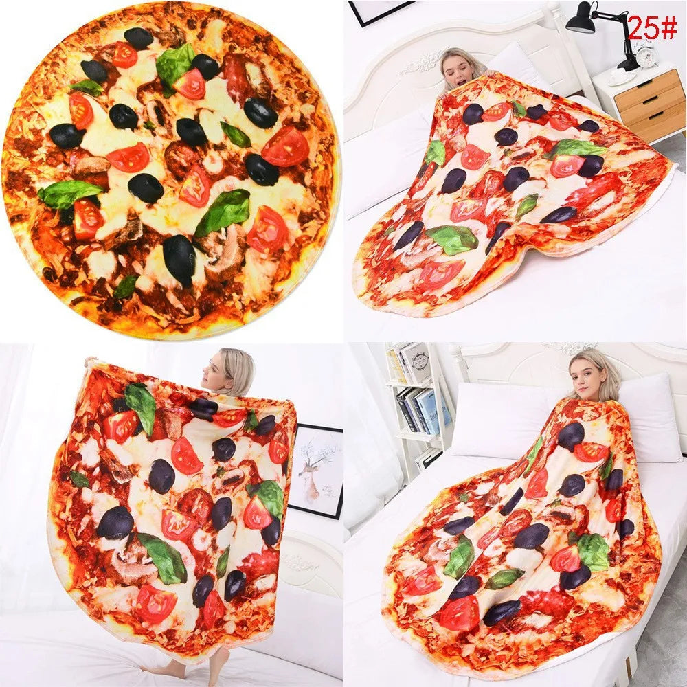 Afralia™ Pizza Flannel Blanket: Warm, Cozy, Pancake Printed for Travel and Home.