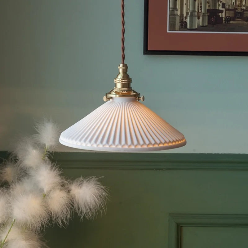 Afralia™ Ceramic LED Pendant Light: Modern Brass Hanging Lamp for Home Decor