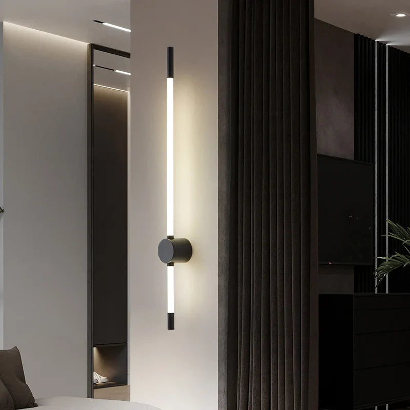 Afralia™ LED Tube Wall Lights: Black Gold Sconce Fixtures for Bedroom, Living Room, Stairs, Hotel