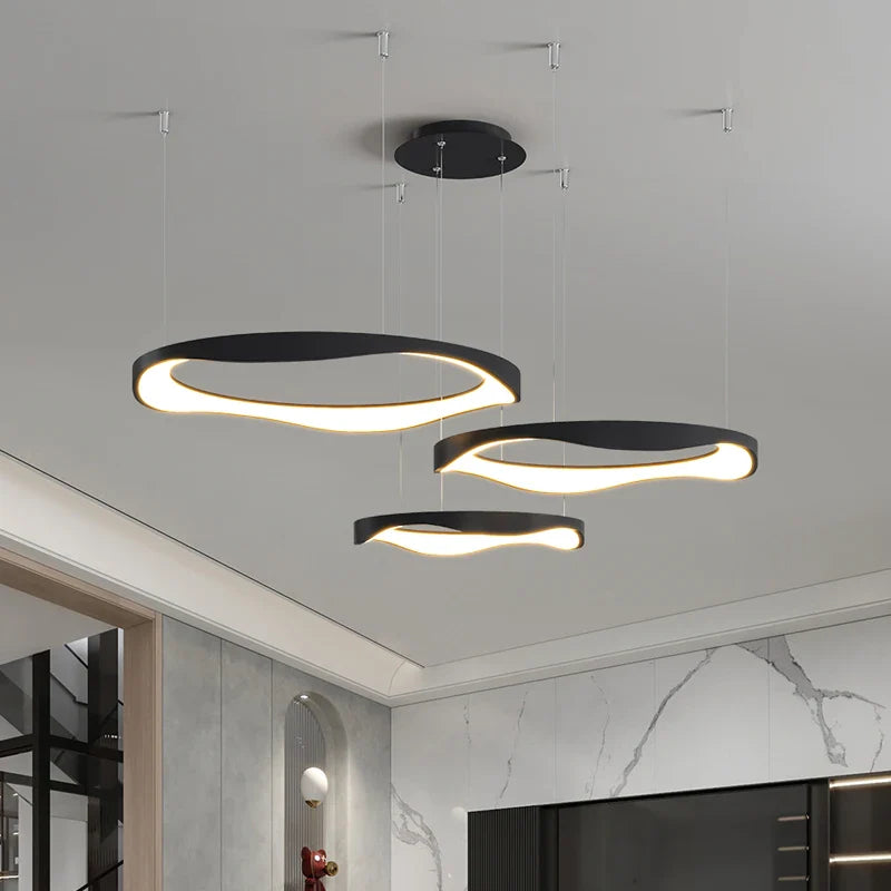 Afralia™ Round LED Pendant: Adjustable Height Dining Room Lamps