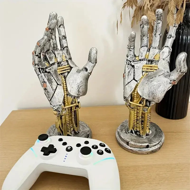 Afralia™ Cyberpunk Mechanical Arm Desktop Stand - Simulated Robot Hand Sculpture
