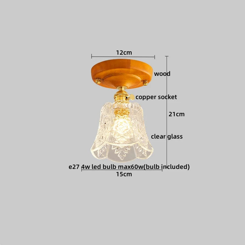 Afralia™ Wood Glass LED Ceiling Lights Modern Luminaria De Teto for Home Décor