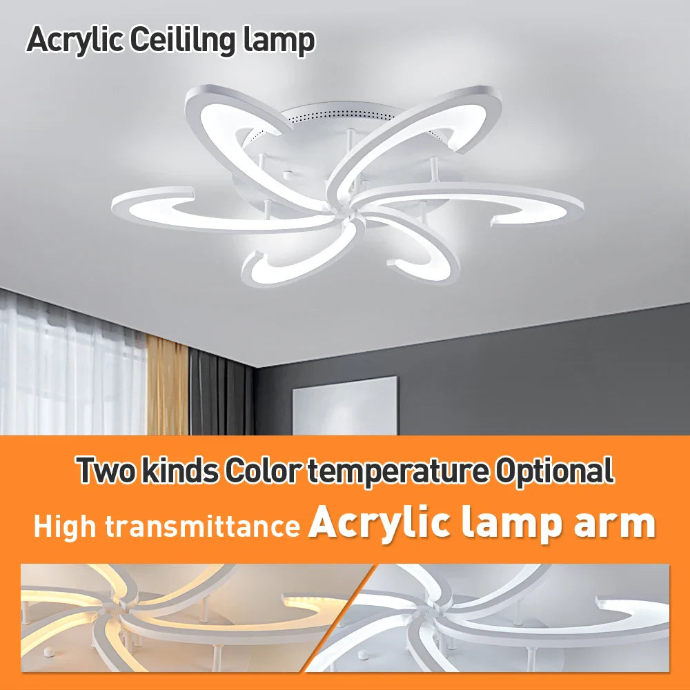 Afralia™ Flower Ceiling Lamp: Modern Chandelier Acrylic RC Dimming Pendant Light Fixture