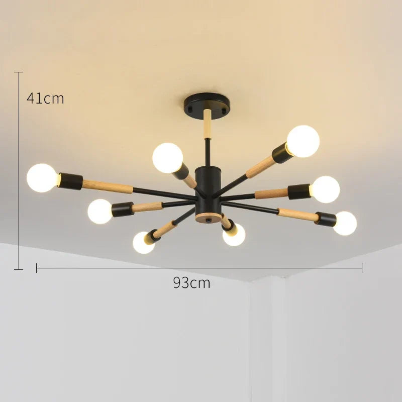 Afralia™ LED Ceiling Lights with Wooden Lampshades for Modern Livingroom and Bedroom