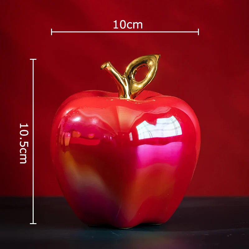 Afralia™ Golden Ceramic Apple Sculpture Desk Decoration Ornaments Crafts Room Decor
