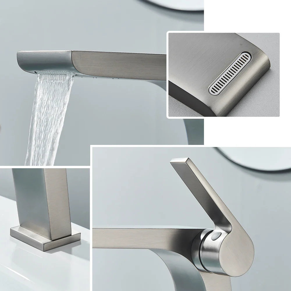 Afralia™ Gun Grey Basin Faucet: Modern Deck Mounted Sink Mixer Tap for Luxury Bathrooms