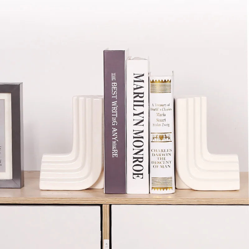 Afralia™ Ceramic Geometry Bookend Statues - Handcrafted Desktop Decor with Study Porch Ornament