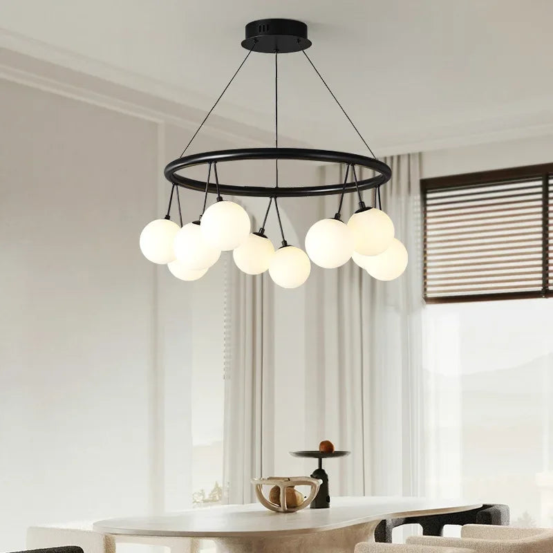 Afralia™ Magic Bean Pendant Chandelier White Glass Ball LED Lighting